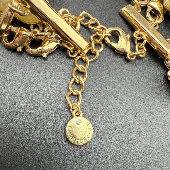 Triple Strand Pearl & Crystal Gold-Tone Necklace Charter Club Lobster Clasp Jewe - Picture 6 of 7